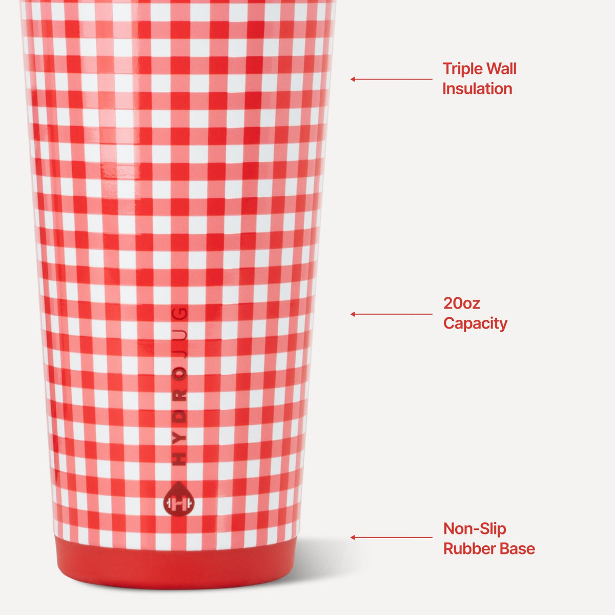 HYDROJUG HydroJug Everyday Tumbler 20oz - Ceramic-Lined Insulated Tumbler with Straw β Summer Picnic