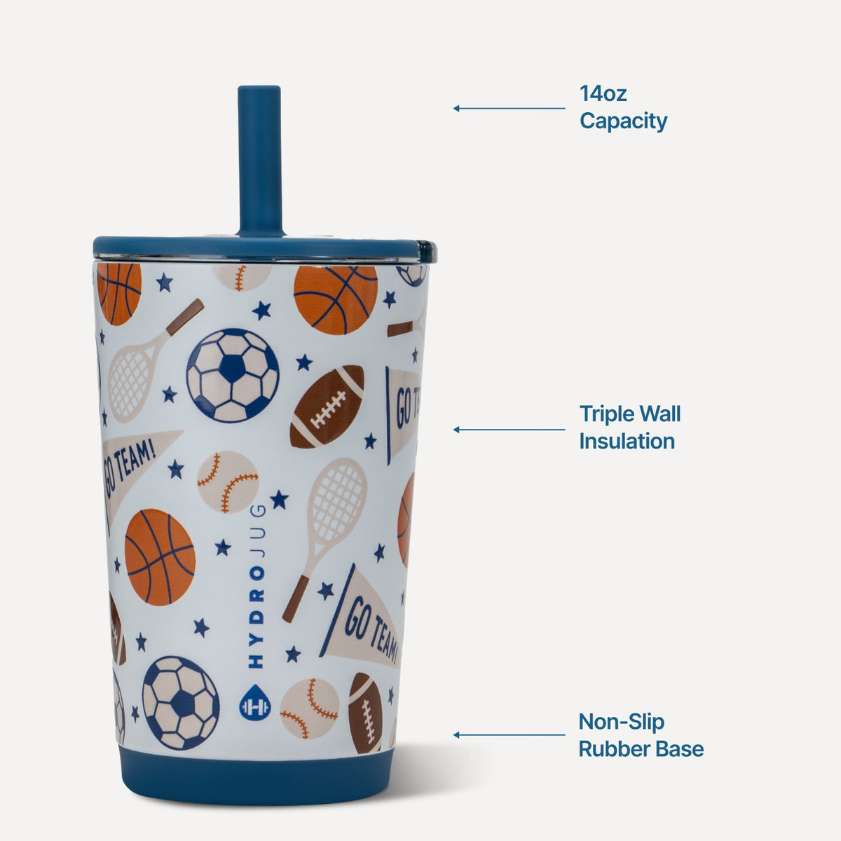HYDROJUG HydroJug Everyday Tumbler 14oz - Ceramic-Lined Spill-Free Kids Tumbler – All-Stars