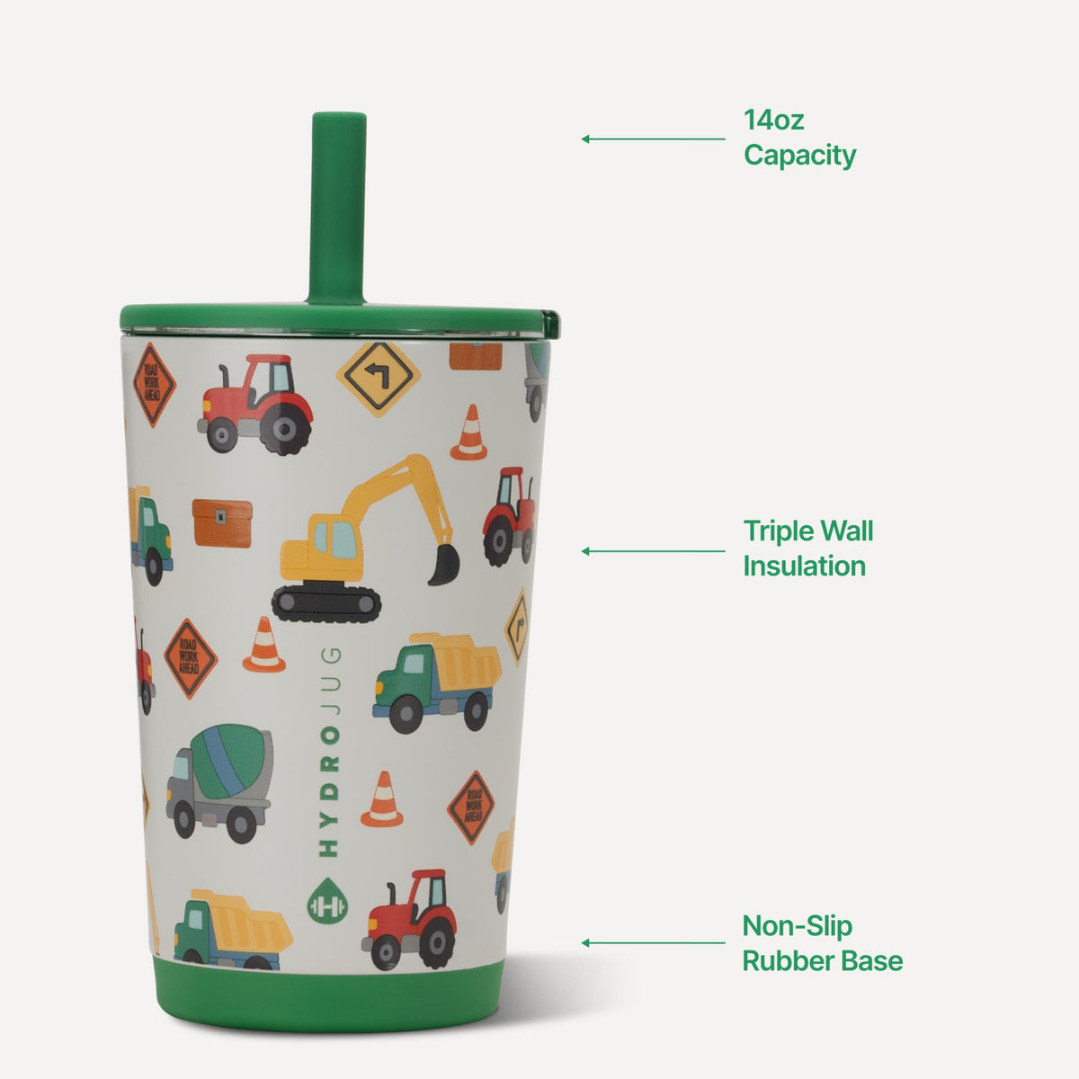 HYDROJUG HydroJug Everyday Tumbler 14oz - Ceramic-Lined Spill-Free Kids Tumbler – Under Construction
