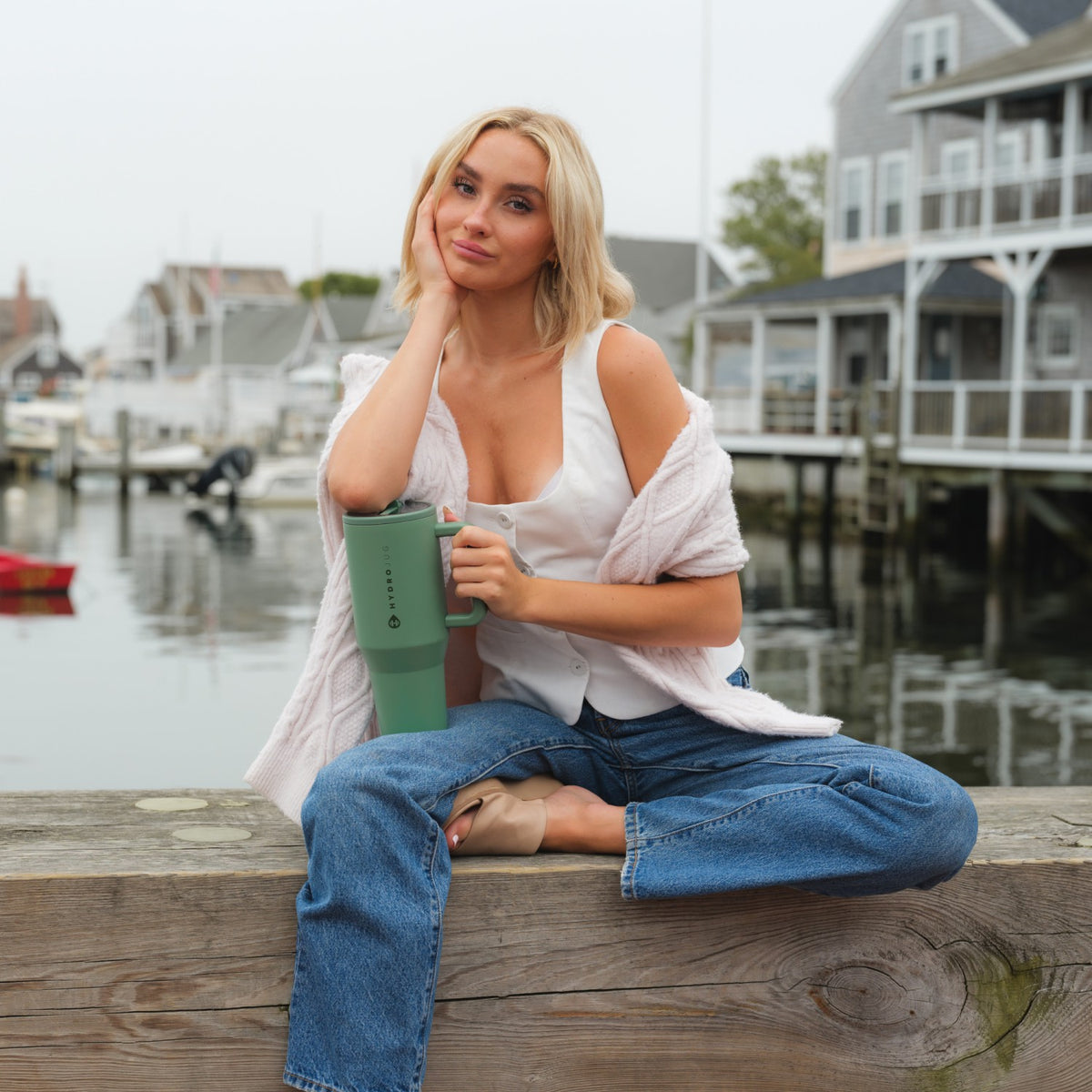 HYDROJUG HydroJug Traveler 40oz - All-Day Insulated Tumbler with Handle – Sage