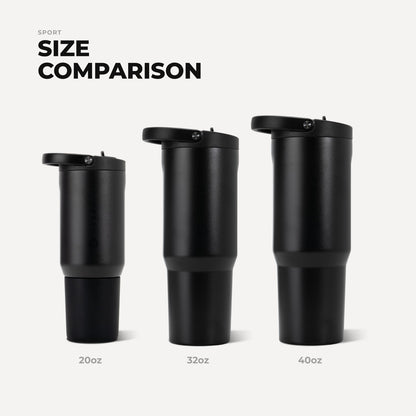 HYDROJUG HydroJug Sport 20oz - Insulated Water Bottle, Leakproof Flip Straw – Black