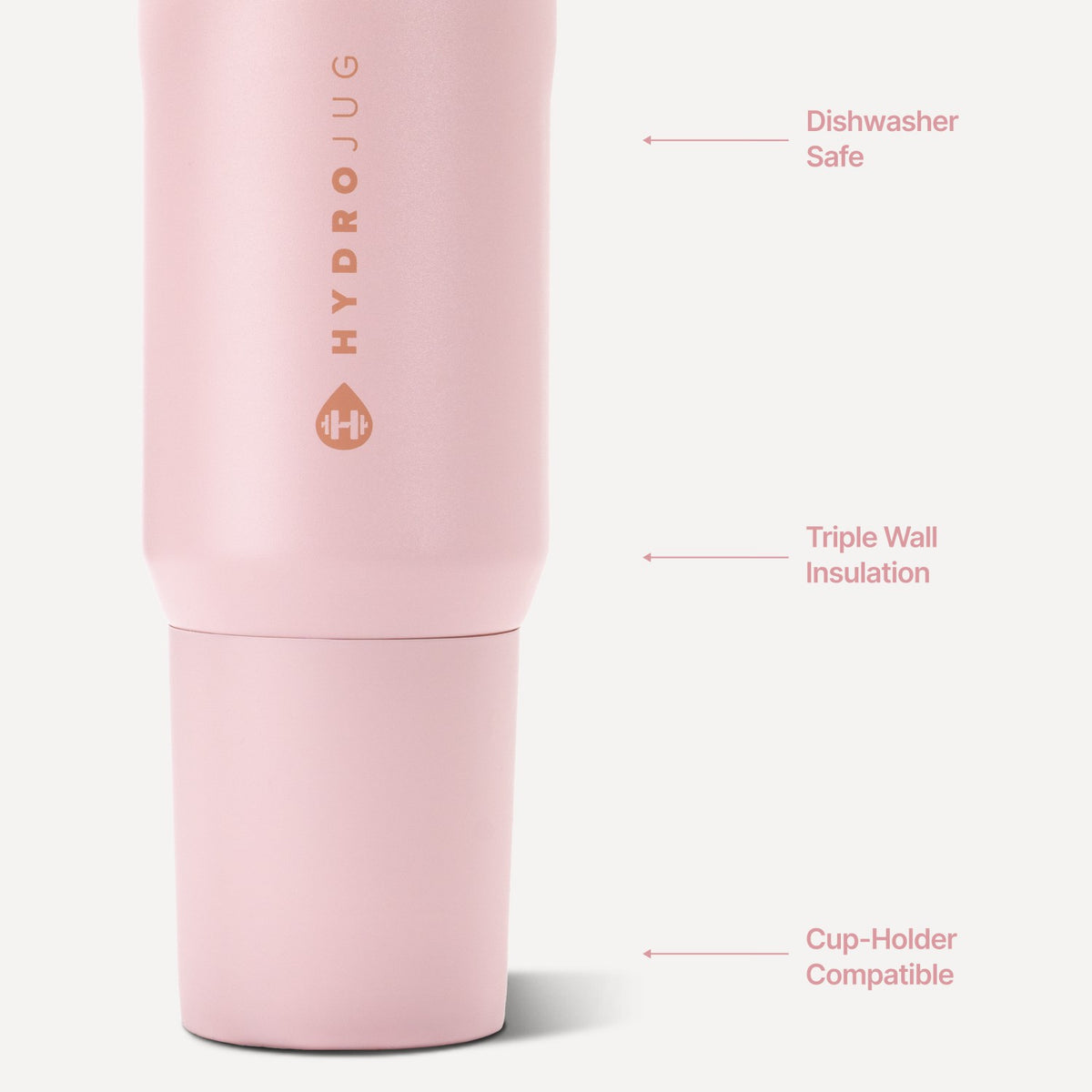 HYDROJUG HydroJug Sport 20oz - Insulated Water Bottle, Leakproof Flip Straw – Pink Sand