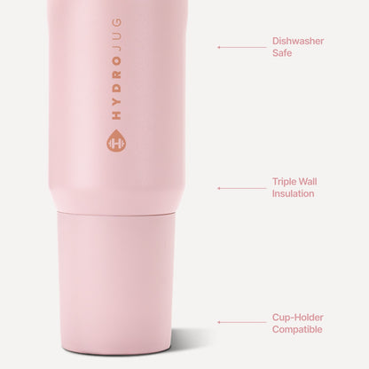 HYDROJUG HydroJug Sport 20oz - Insulated Water Bottle, Leakproof Flip Straw – Pink Sand