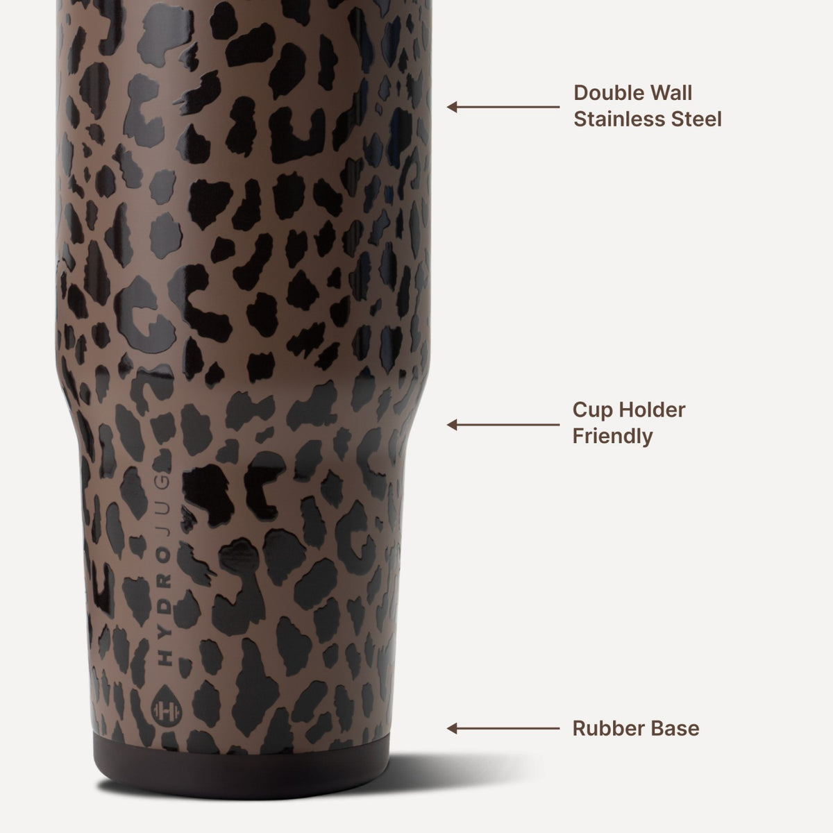 HYDROJUG HydroJug Ease2o 32oz - Compact Water Bottle with Straw & Chug Spout – Brown Leopard