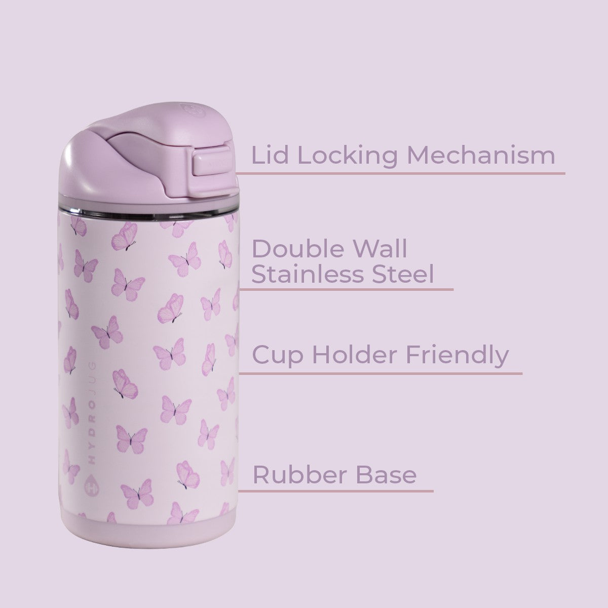 HYDROJUG HydroJug Ease2o 14oz - Leakproof 2-in-1 Kids Water Bottle with Straw & Chug Spout – Flutter