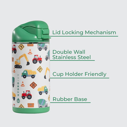 HYDROJUG HydroJug Ease2o 14oz - Leakproof 2-in-1 Kids Water Bottle, Straw & Chug Spout – Under Construction