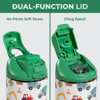 HYDROJUG HydroJug Ease2o 14oz - Leakproof 2-in-1 Kids Water Bottle, Straw & Chug Spout – Under Construction