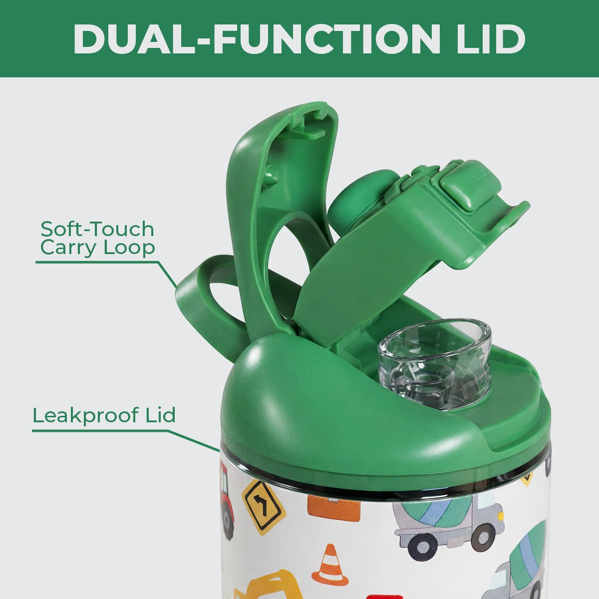 HYDROJUG HydroJug Ease2o 14oz - Leakproof 2-in-1 Kids Water Bottle, Straw & Chug Spout – Under Construction