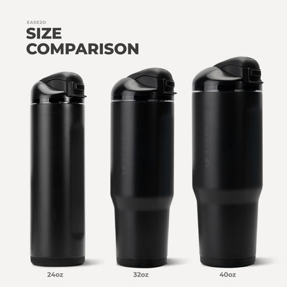 HYDROJUG HydroJug Ease2o 40oz - Dual-Function Water Bottle with Straw & Chug Spout – Black