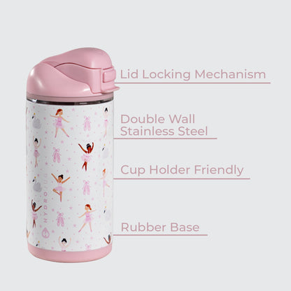 HYDROJUG HydroJug Ease2o 14oz - Leakproof 2-in-1 Kids Water Bottle with Straw & Chug Spout – Ballerina