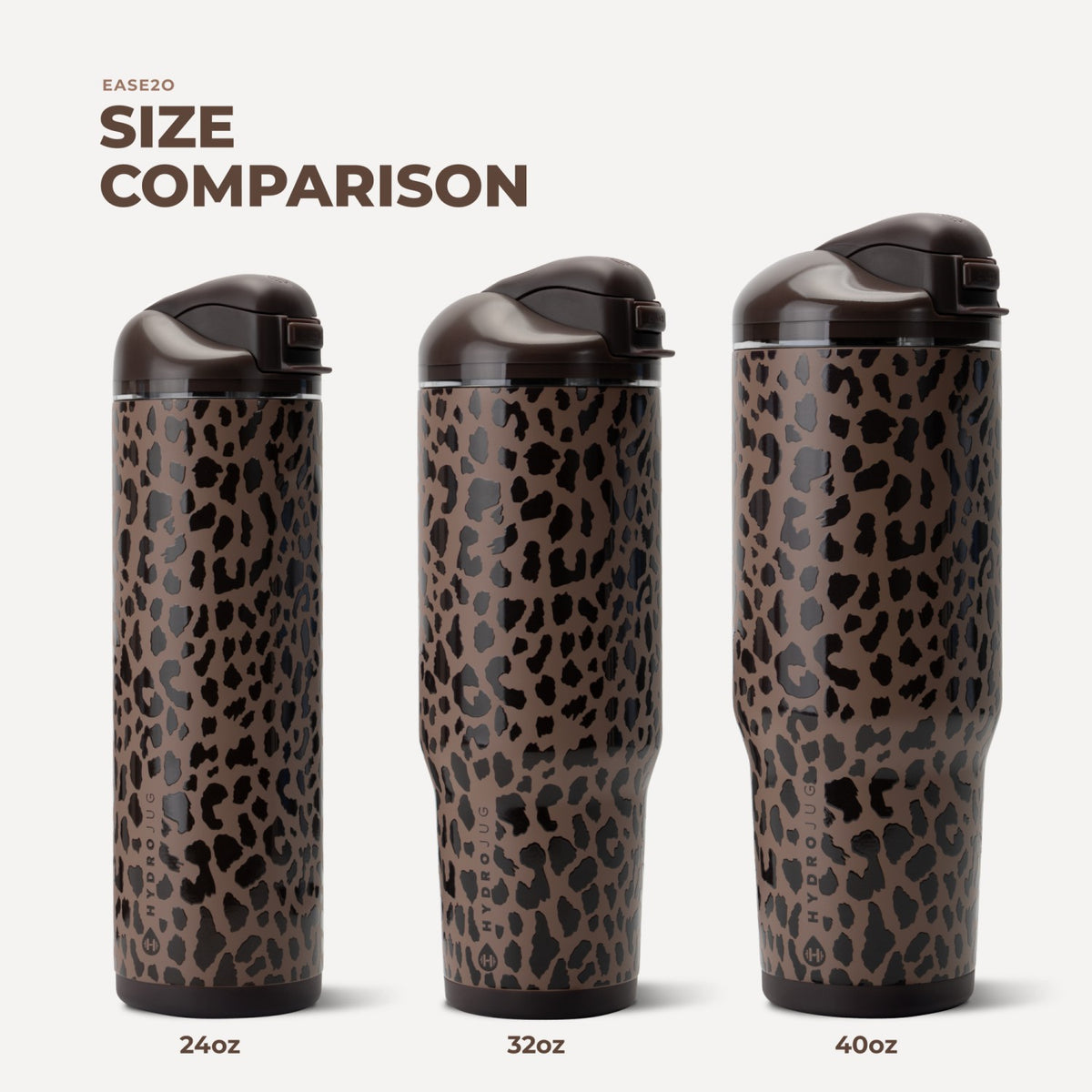 HYDROJUG HydroJug Ease2o 24oz - 2-in-1 Water Bottle with Soft Straw & Chug Spout – Brown Leopard