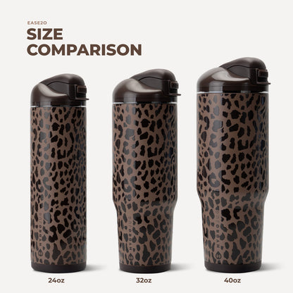 HYDROJUG HydroJug Ease2o 24oz - 2-in-1 Water Bottle with Soft Straw & Chug Spout – Brown Leopard