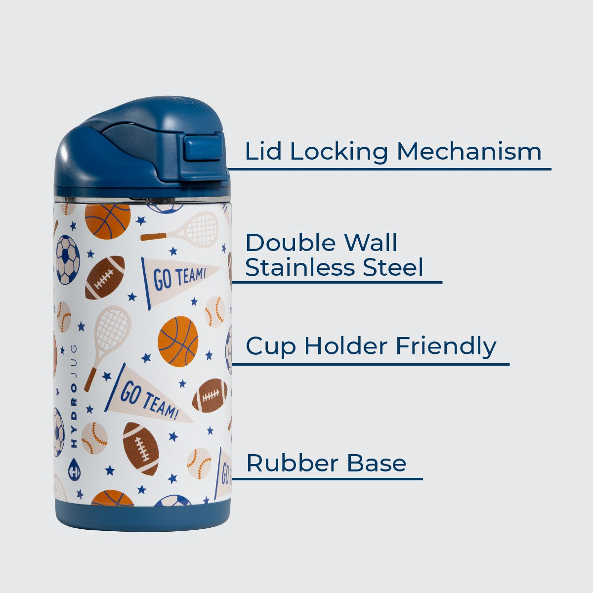 HYDROJUG HydroJug Ease2o 14oz - Leakproof 2-in-1 Kids Water Bottle with Straw & Chug Spout – All Stars