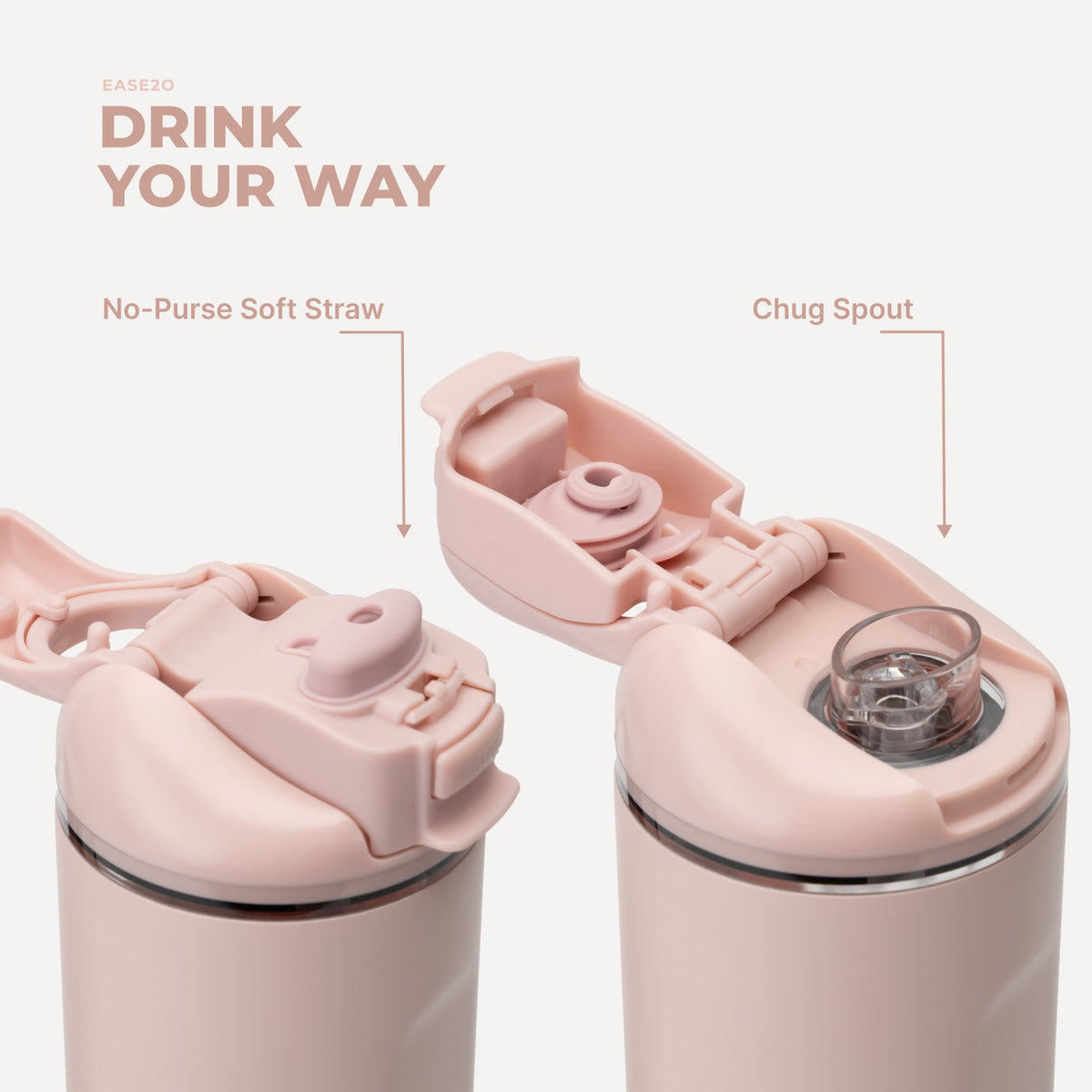 HYDROJUG HydroJug Ease2o 32oz - Compact Water Bottle with Straw & Chug Spout – Dusty Rose