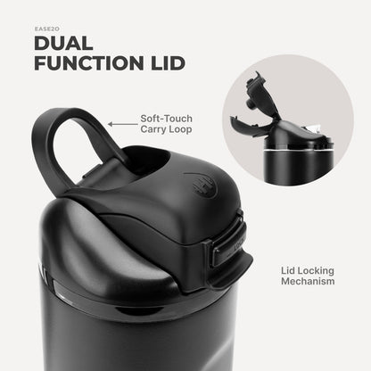 HYDROJUG HydroJug Ease2o 32oz - Compact Water Bottle with Straw & Chug Spout – Black