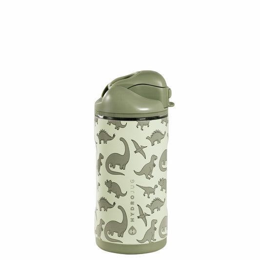 HYDROJUG HydroJug Ease2o 14oz - Leakproof 2-in-1 Kids Water Bottle with Straw & Chug Spout – Dinosaur