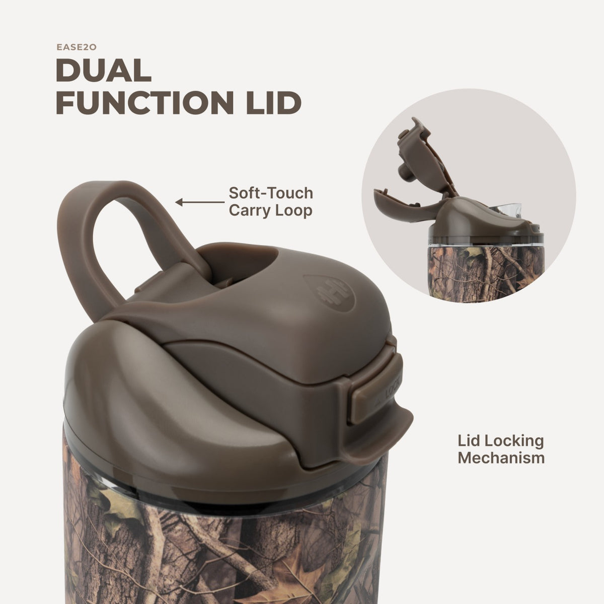 HYDROJUG HydroJug Ease2o 24oz - 2-in-1 Water Bottle with Soft Straw & Chug Spout – Woodland