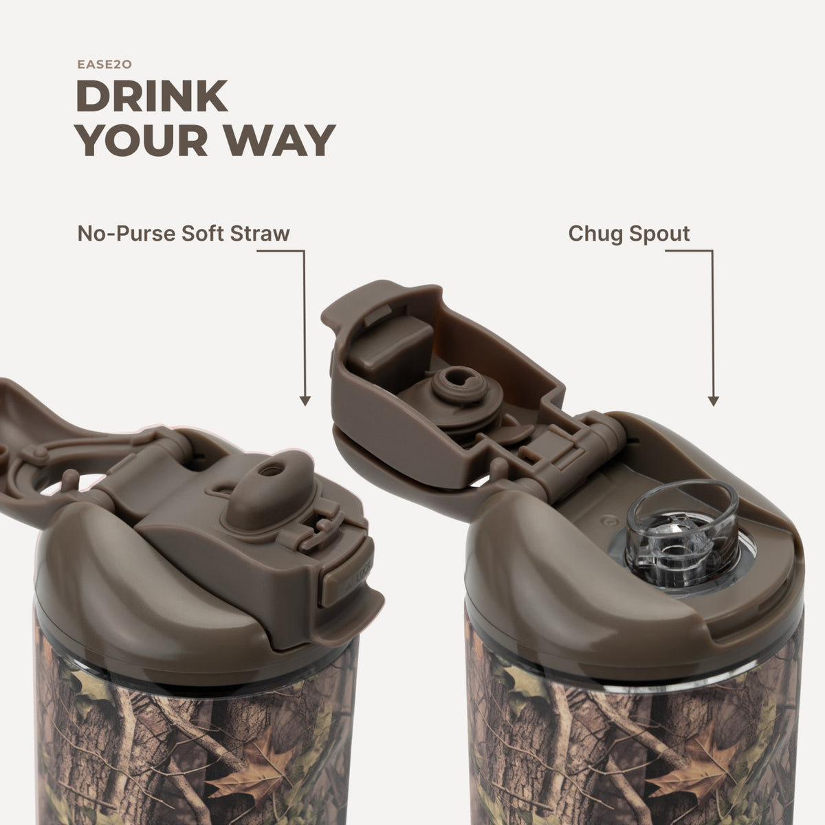 HYDROJUG HydroJug Ease2o 24oz - 2-in-1 Water Bottle with Soft Straw & Chug Spout – Woodland