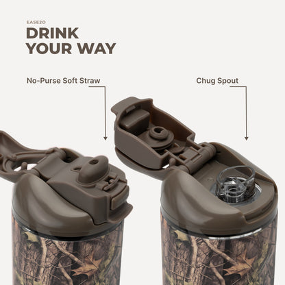 HYDROJUG HydroJug Ease2o 24oz - 2-in-1 Water Bottle with Soft Straw & Chug Spout – Woodland