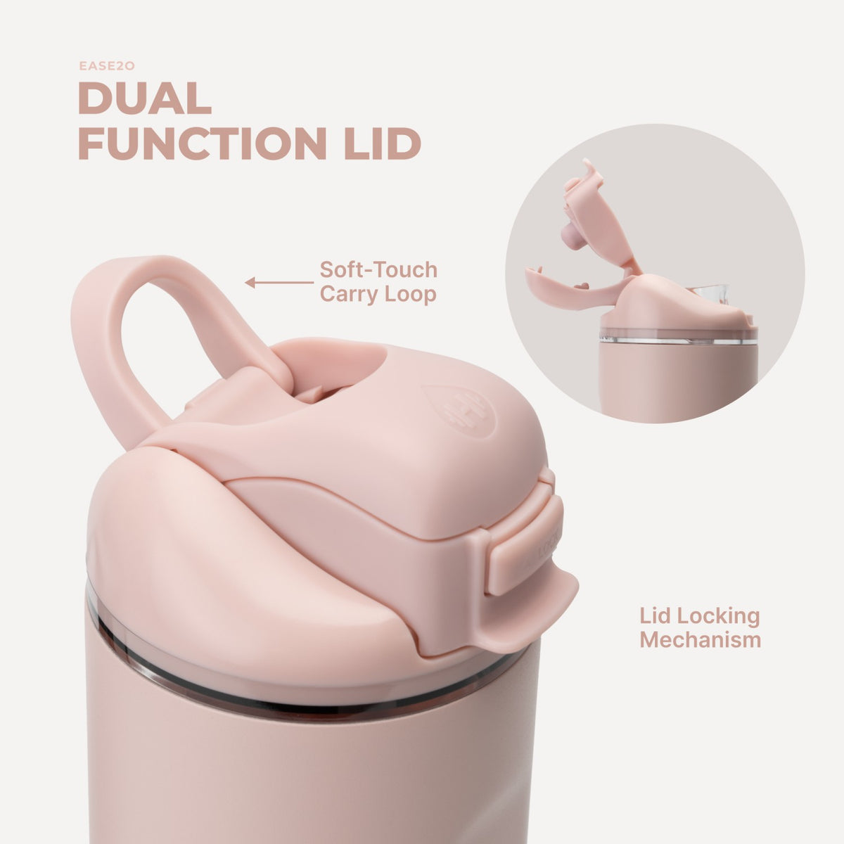 HYDROJUG HydroJug Ease2o 24oz - 2-in-1 Water Bottle with Soft Straw & Chug Spout – Dusty Rose