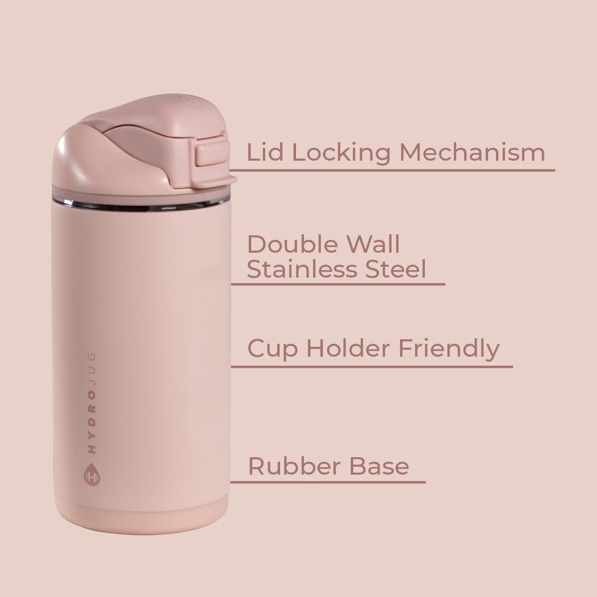 HYDROJUG HydroJug Ease2o 14oz - Leakproof 2-in-1 Kids Water Bottle with Straw & Chug Spout – Dusty Rose