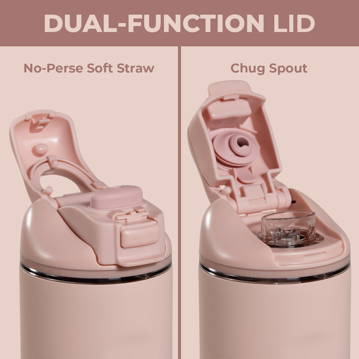 HYDROJUG HydroJug Ease2o 14oz - Leakproof 2-in-1 Kids Water Bottle with Straw & Chug Spout – Dusty Rose