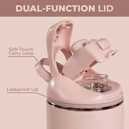 HYDROJUG HydroJug Ease2o 14oz - Leakproof 2-in-1 Kids Water Bottle with Straw & Chug Spout – Dusty Rose