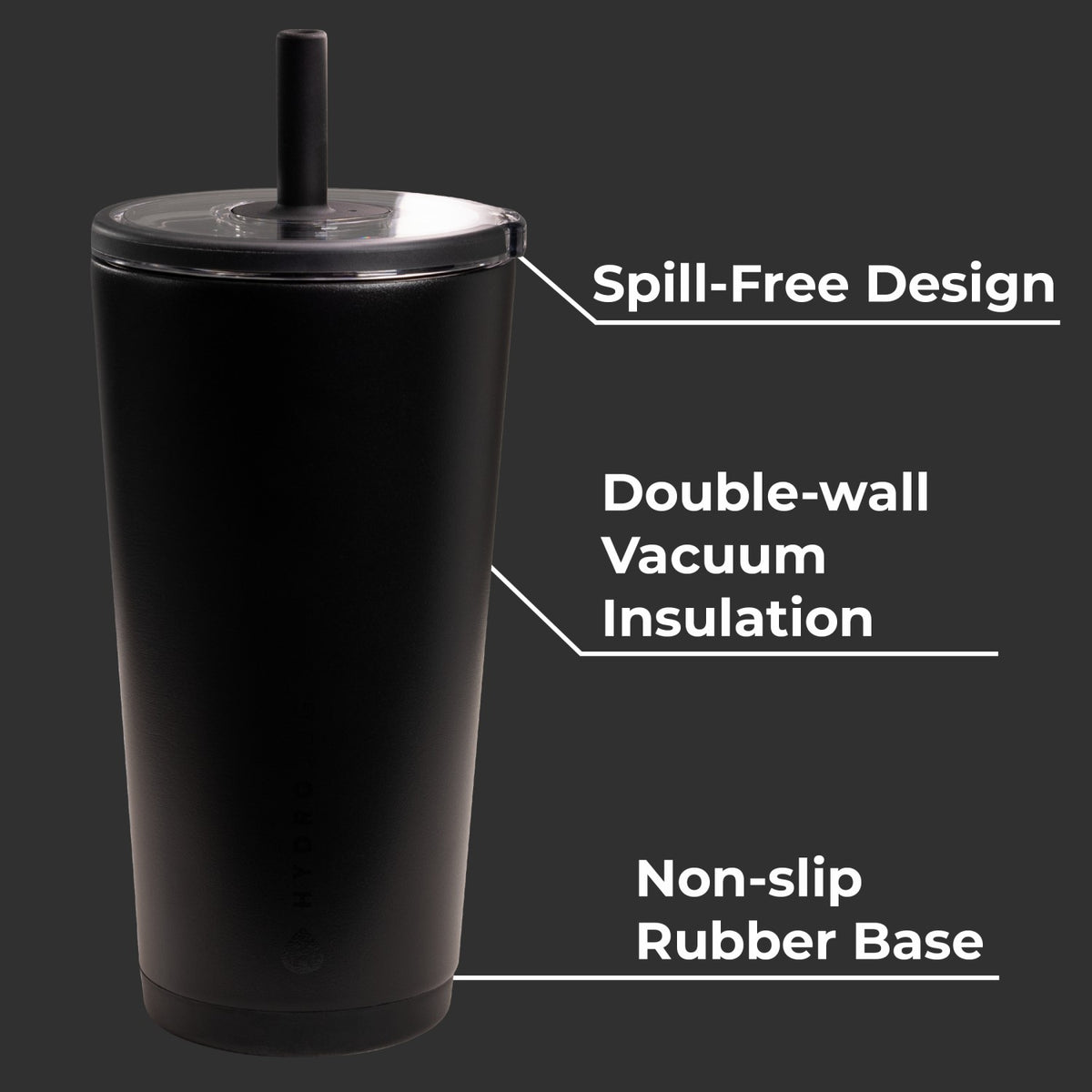 HYDROJUG HydroJug Everyday Tumbler 20oz - Ceramic-Lined Insulated Tumbler with Straw – Black