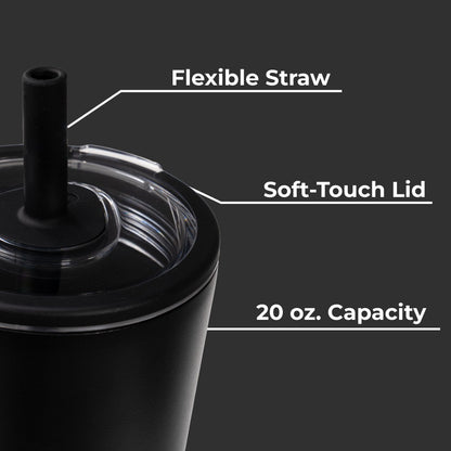 HYDROJUG HydroJug Everyday Tumbler 20oz - Ceramic-Lined Insulated Tumbler with Straw – Black