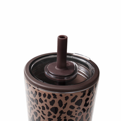HYDROJUG HydroJug Everyday Tumbler 20oz - Ceramic-Lined Insulated Tumbler with Straw – Brown Leopard