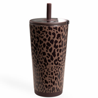 HYDROJUG HydroJug Everyday Tumbler 20oz - Ceramic-Lined Insulated Tumbler with Straw – Brown Leopard