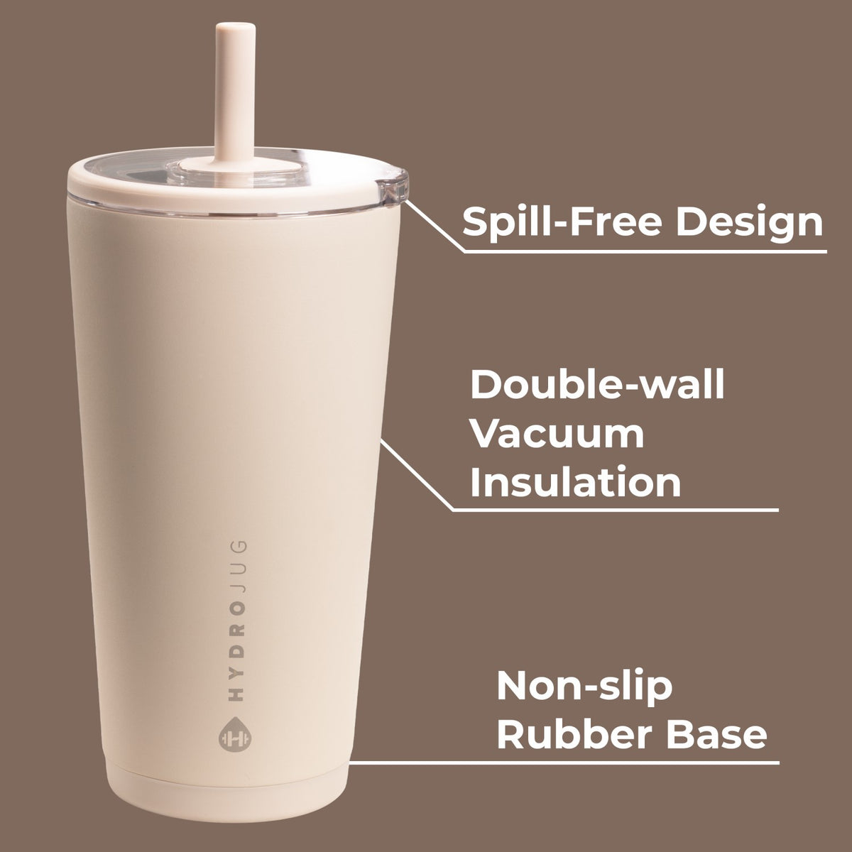 HYDROJUG HydroJug Everyday Tumbler 20oz - Ceramic-Lined Insulated Tumbler with Straw – Dune