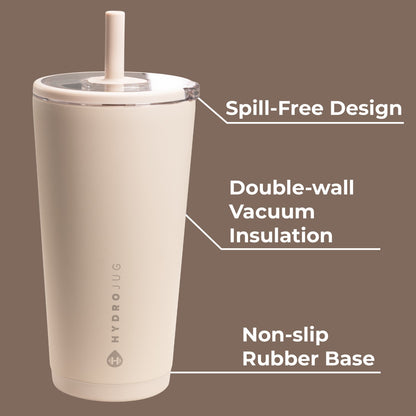 HYDROJUG HydroJug Everyday Tumbler 20oz - Ceramic-Lined Insulated Tumbler with Straw – Dune