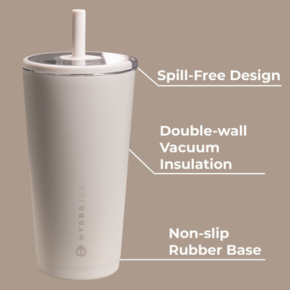 HYDROJUG HydroJug Everyday Tumbler 20oz - Ceramic-Lined Insulated Tumbler with Straw – Linen