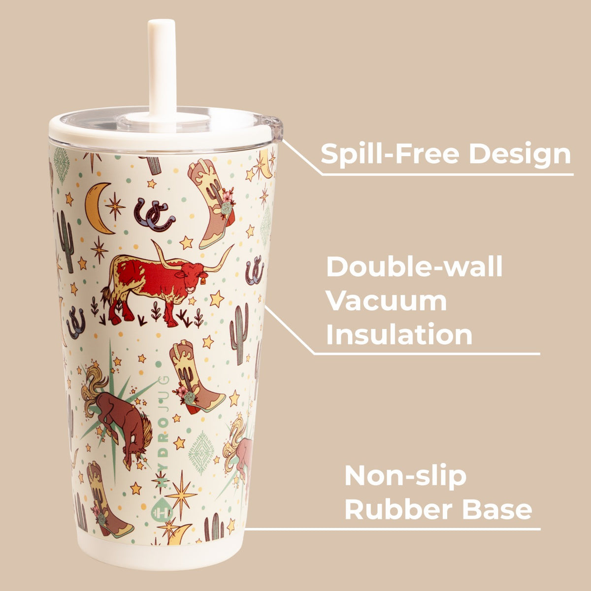 HYDROJUG HydroJug Everyday Tumbler 20oz - Ceramic-Lined Insulated Tumbler with Straw – Rodeo