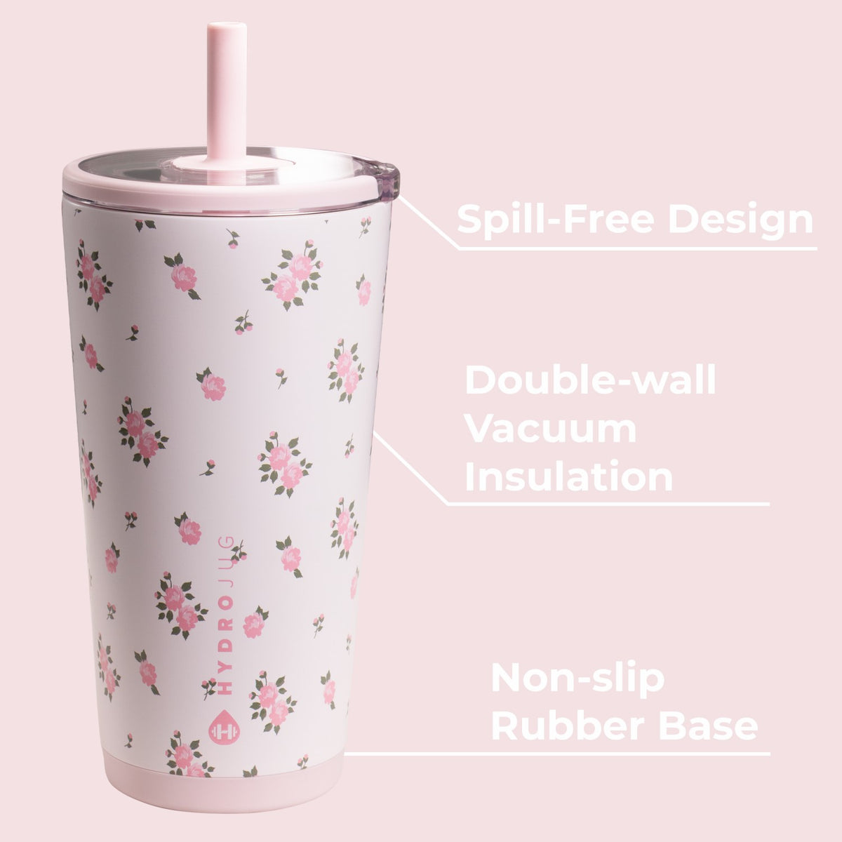 HYDROJUG HydroJug Everyday Tumbler 20oz - Ceramic-Lined Insulated Tumbler with Straw – Wildrose