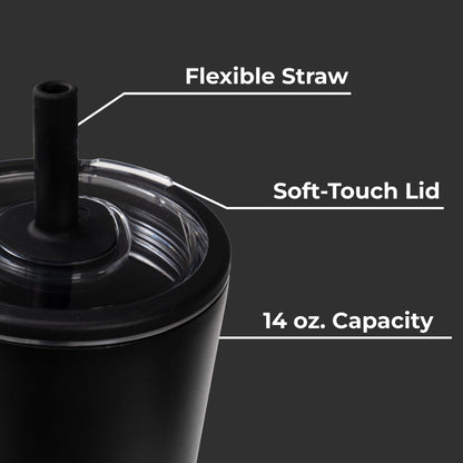 HYDROJUG HydroJug Everyday Tumbler 14oz - Ceramic-Lined Spill-Free Kids Tumbler – Black