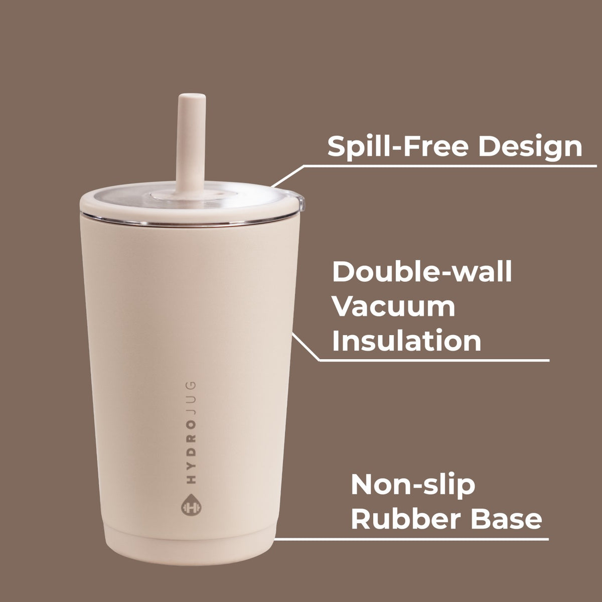 HYDROJUG HydroJug Everyday Tumbler 14oz - Ceramic-Lined Spill-Free Kids Tumbler – Dune