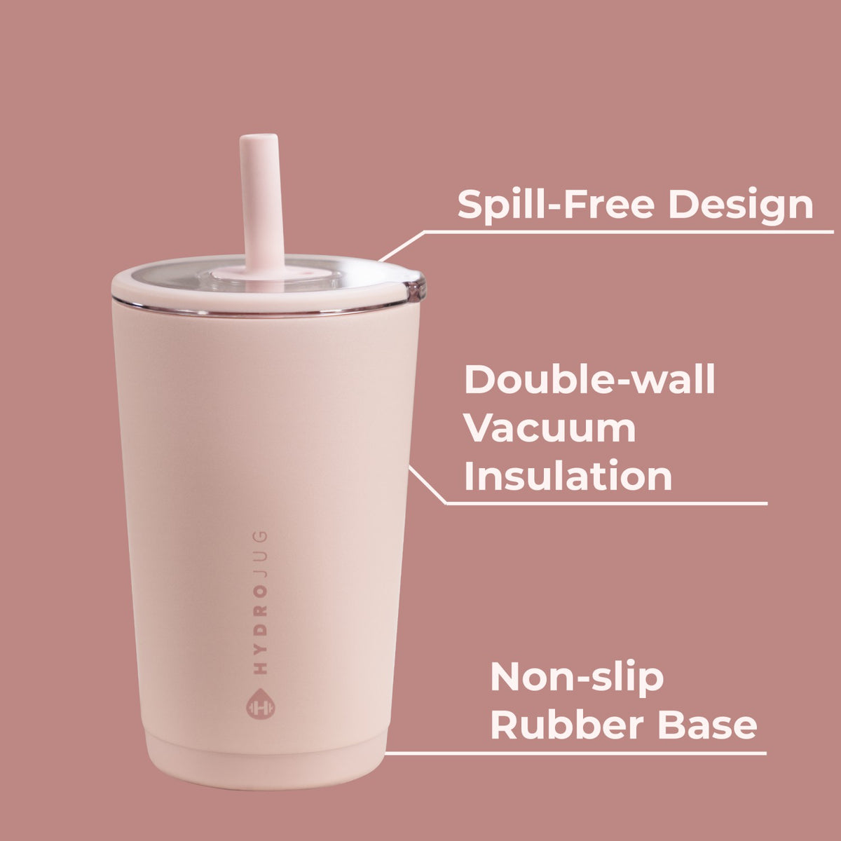 HYDROJUG HydroJug Everyday Tumbler 14oz - Ceramic-Lined Spill-Free Kids Tumbler – Dusty Rose