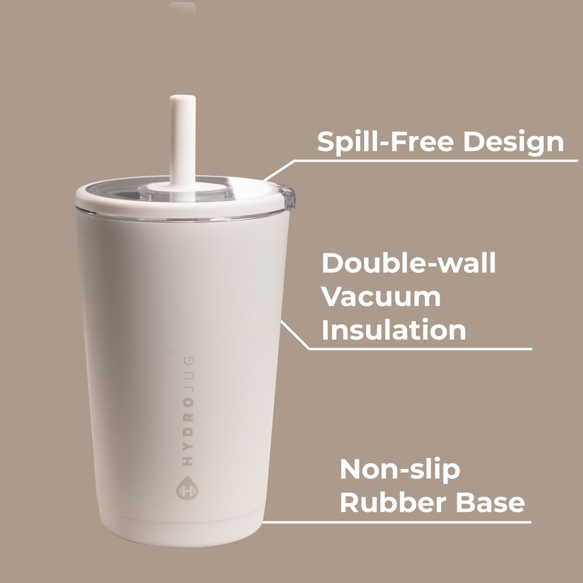 HYDROJUG HydroJug Everyday Tumbler 14oz - Ceramic-Lined Spill-Free Kids Tumbler – Linen