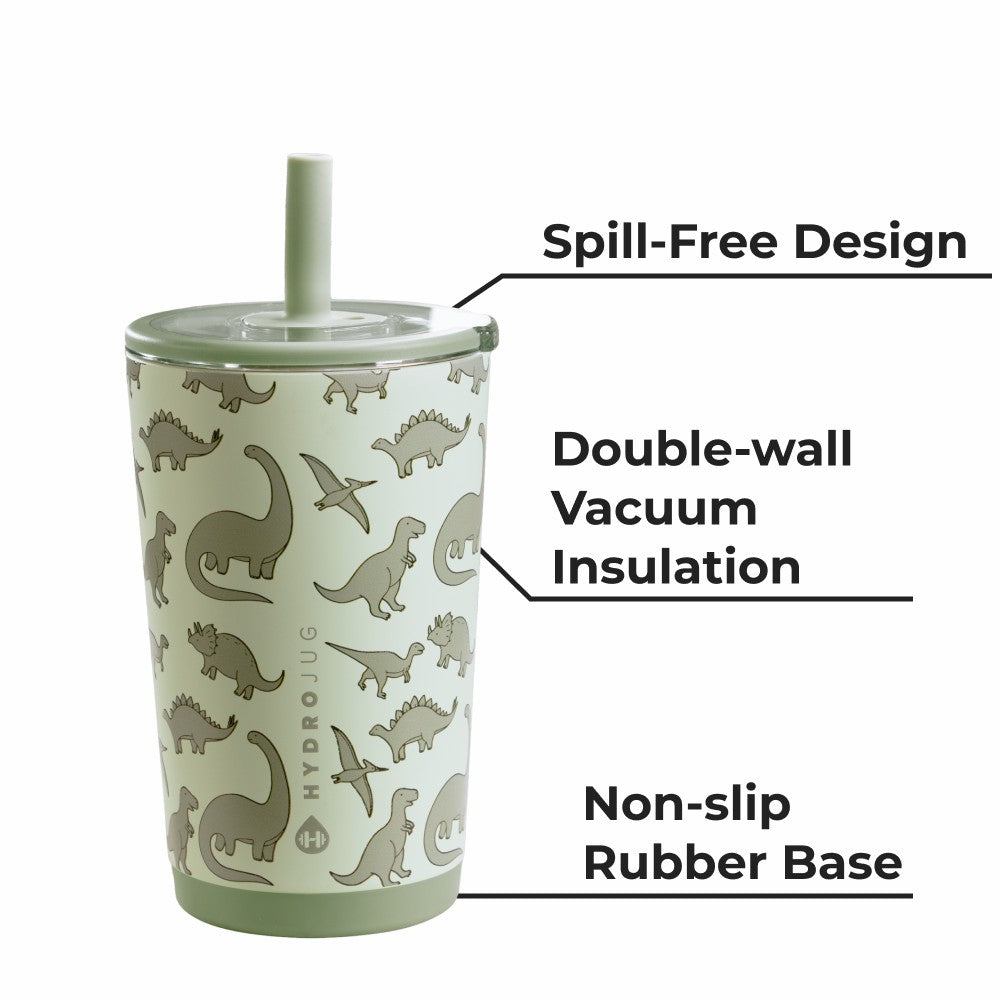HYDROJUG HydroJug Everyday Tumbler 14oz - Ceramic-Lined Spill-Free Kids Tumbler – Dinosaur