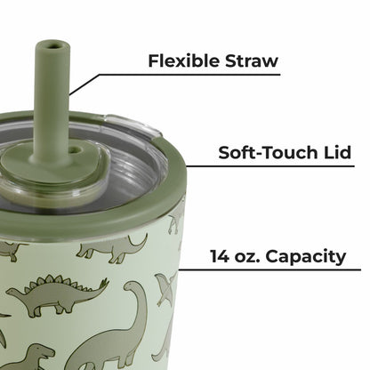 HYDROJUG HydroJug Everyday Tumbler 14oz - Ceramic-Lined Spill-Free Kids Tumbler – Dinosaur