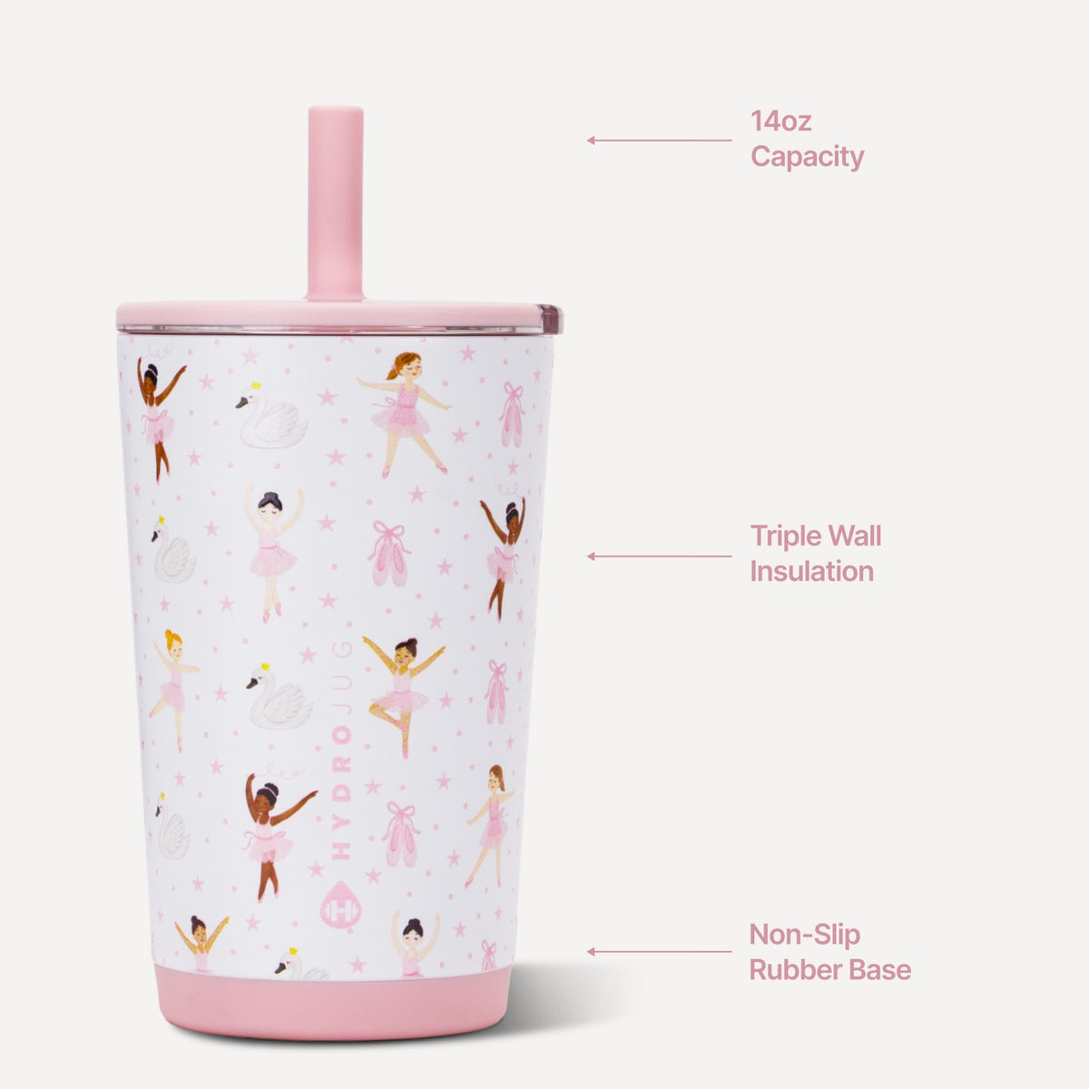 HYDROJUG HydroJug Everyday Tumbler 14oz - Ceramic-Lined Spill-Free Kids Tumbler – Ballerina