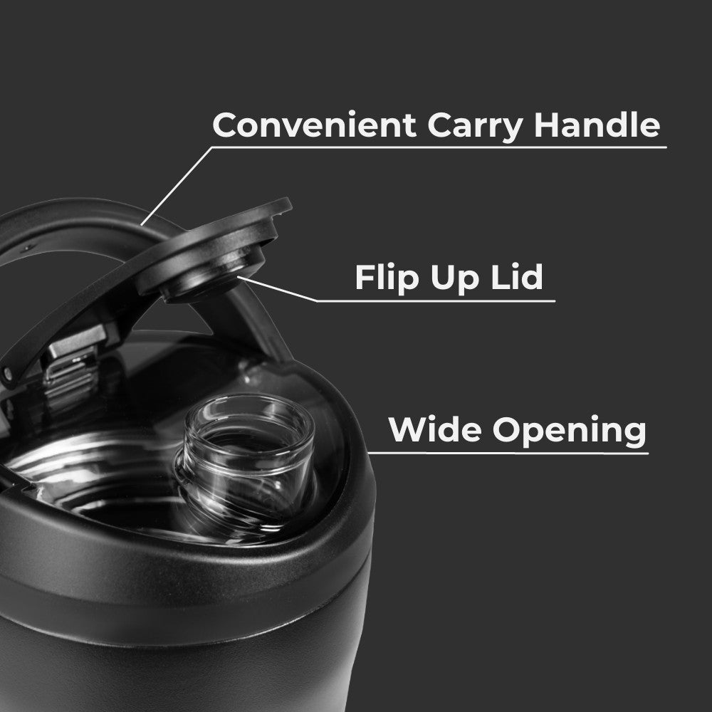 HYDROJUG HydroJug Insulated Shaker 24oz - Stainless Steel Protein Shaker, Silent Grate – Black