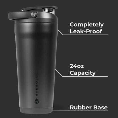 HYDROJUG HydroJug Insulated Shaker 24oz - Stainless Steel Protein Shaker, Silent Grate – Black