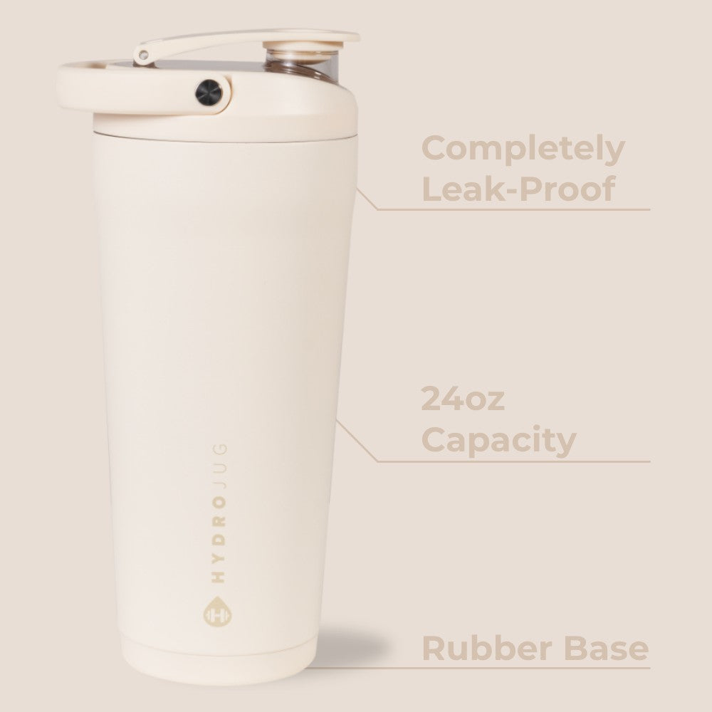 HYDROJUG HydroJug Insulated Shaker 24oz - Stainless Steel Protein Shaker, Silent Grate – Cream