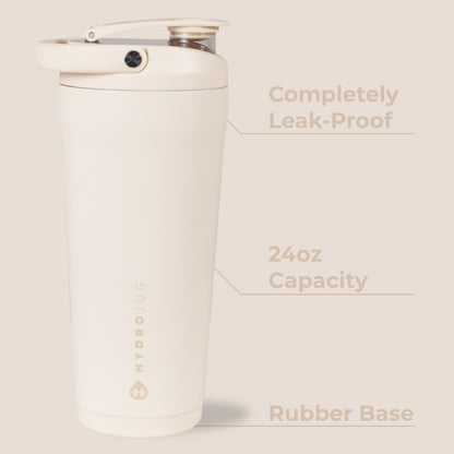 HYDROJUG HydroJug Insulated Shaker 24oz - Stainless Steel Protein Shaker, Silent Grate – Cream