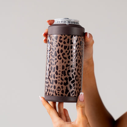 HYDROJUG HydroJug Can Cooler 16oz - 2-in-1 Insulated Tallboy Can Cooler, Screw-Top Lock – Brown Leopard