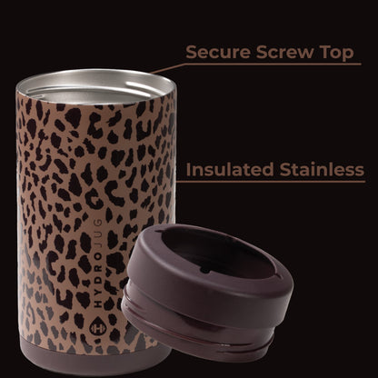 HYDROJUG HydroJug Can Cooler 16oz - 2-in-1 Insulated Tallboy Can Cooler, Screw-Top Lock – Brown Leopard