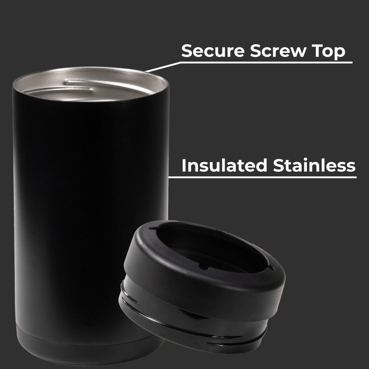 HYDROJUG HydroJug Can Cooler 16oz - 2-in-1 Insulated Tallboy Can Cooler, Screw-Top Lock – Black